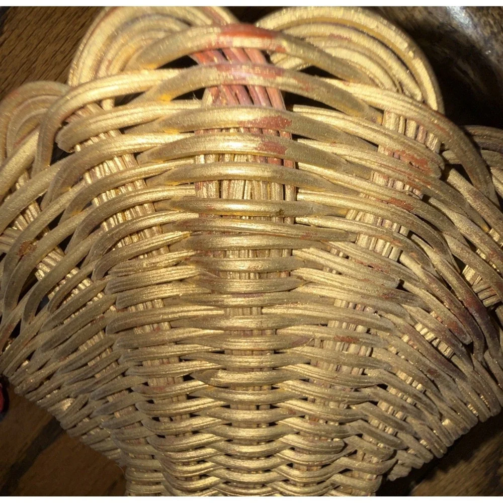 Vintage Woven Wicker Rattan MCM Bird Centerpiece‎ Planter